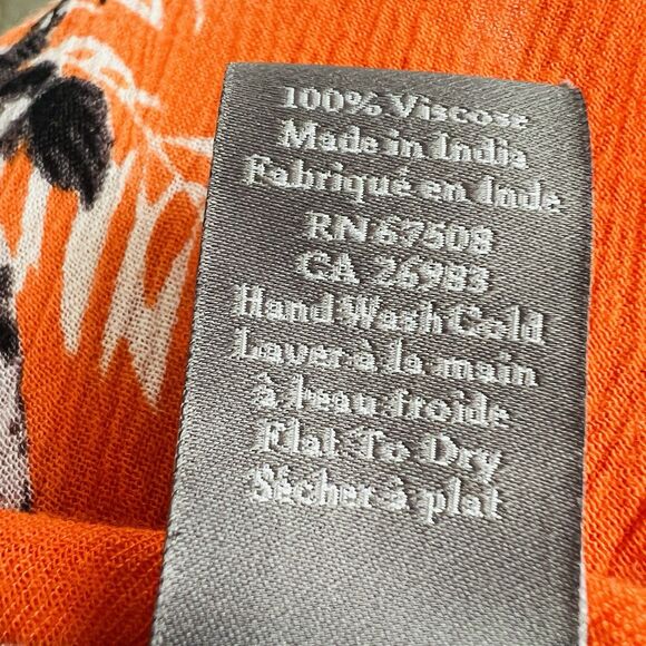 Vince Camuto Orange & Black Floral Soft Lightweight Chiffon Luxury Wrap One Size - Picture 8 of 8